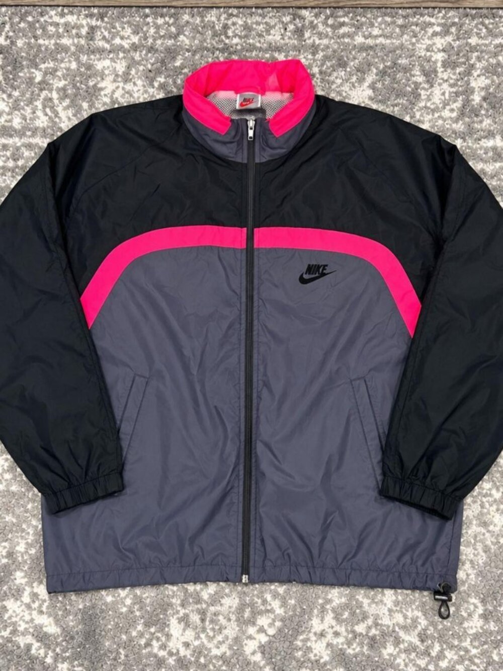 Nike Retro Black Grey Pink Colorblock Windbreaker Jacket